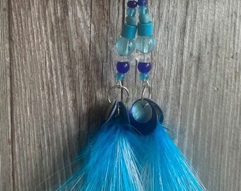 Blue Glow in The Dark Healing Stone Feather Earrings