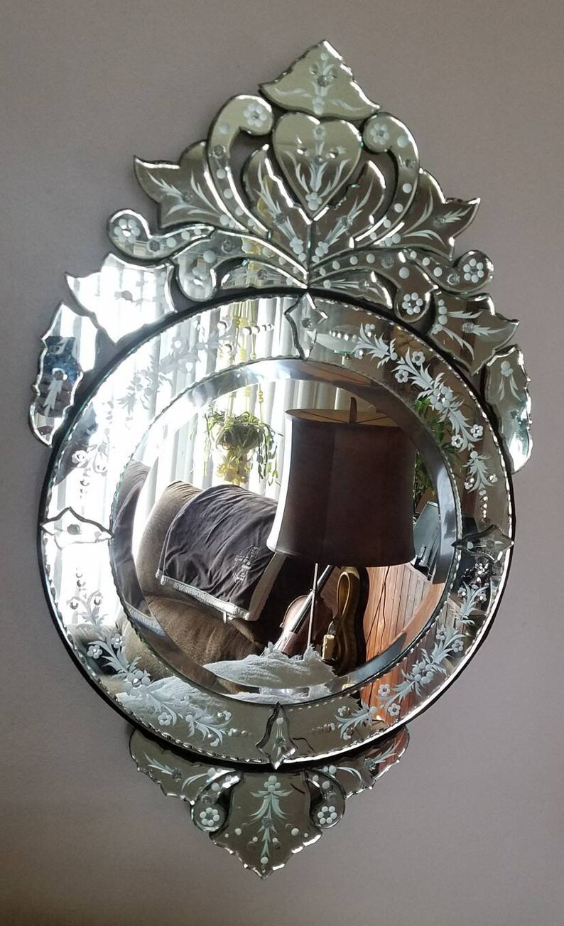 1950 S Gorgeous Large And Ornate Venetian Beveled Glass Mirror Free Us