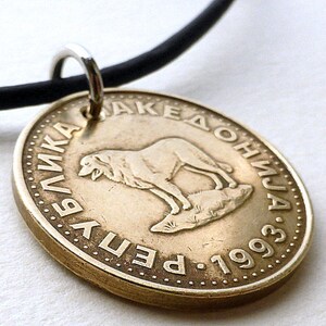 Dog necklace, Coin necklace, Coin jewelry, FYROM, 1993, Dog jewelry, Sheep dog, Animal necklace, Animal jewelry, Dogs, Necklaces, Pendants