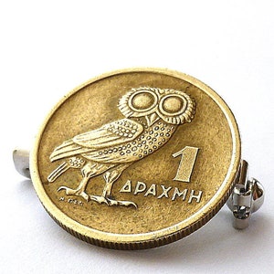 Greek coin brooch, 1973, Owl brooch, Birds, Athena, Symbol of wisdom, Coin pin, Ladies gifts, Gift for her, Brooches, Pins, Coins, Greece