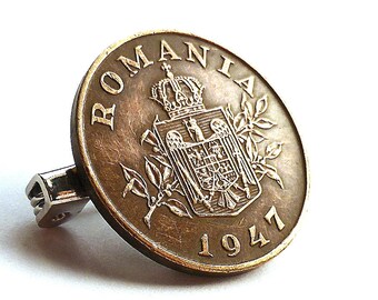 Romanian coin brooch, 1947, Vintage, Coin pin, Vintage jewelry, Coin jewelry, Romanian jewelry, Coins, Pins, Girls gifts, Women's accessory