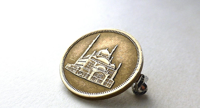 Mosque of Mohammed Ali Coins Coin pin Brooches Coin jewelry Egyptian coin brooch Middle Eastern Clothing accessory Cairo Arabian