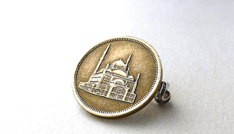 Mosque of Mohammed Ali Coins Coin pin Brooches Coin jewelry Egyptian coin brooch Middle Eastern Clothing accessory Cairo Arabian