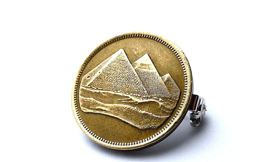 Pyramid Pattern Coins Egyptian Coin Brooch Pyramids Coin Jewelry Pyramid Jewelry | Etsy