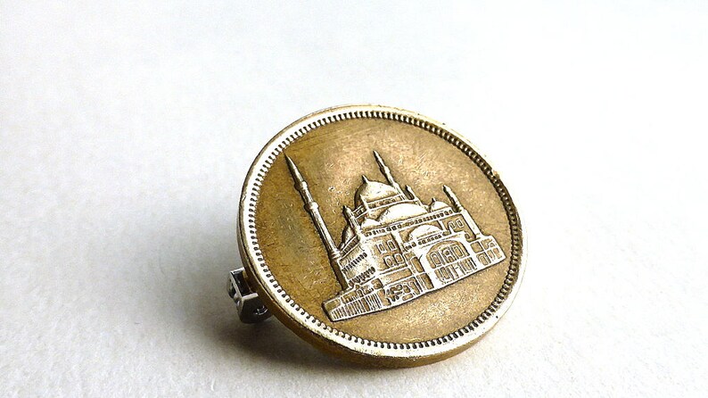 Mosque of Mohammed Ali Coins Coin pin Brooches Coin jewelry Egyptian coin brooch Middle Eastern Clothing accessory Cairo Arabian