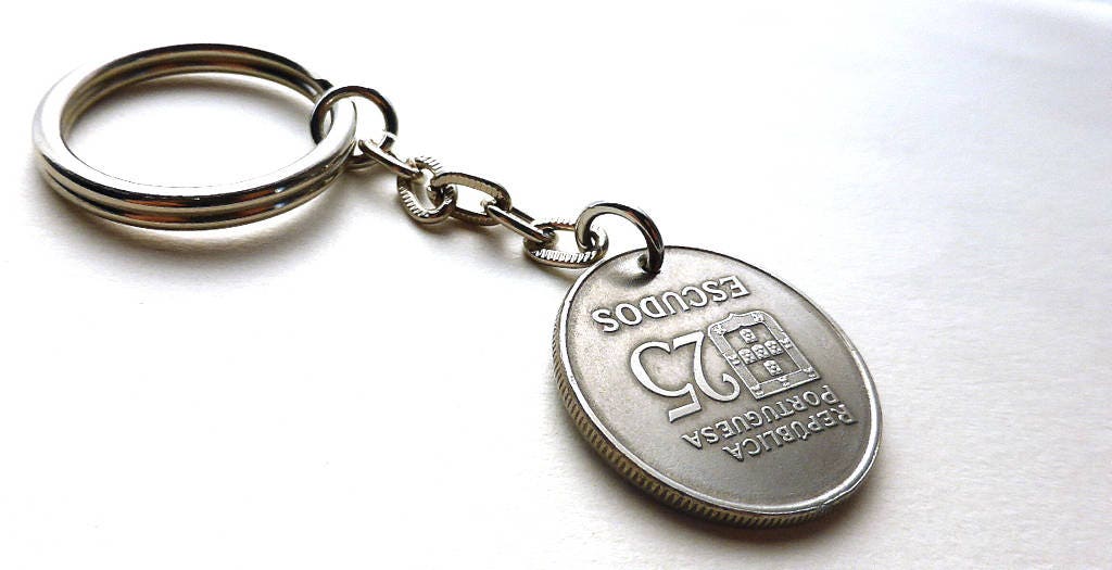 Vintage 1981 Portuguese Coin Keychain Men's Wallet Etsy