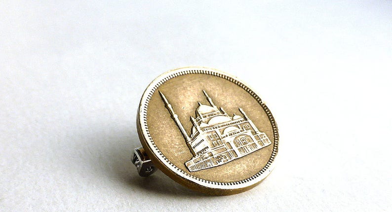 Mosque of Mohammed Ali Coins Coin pin Brooches Coin jewelry Egyptian coin brooch Middle Eastern Clothing accessory Cairo Arabian