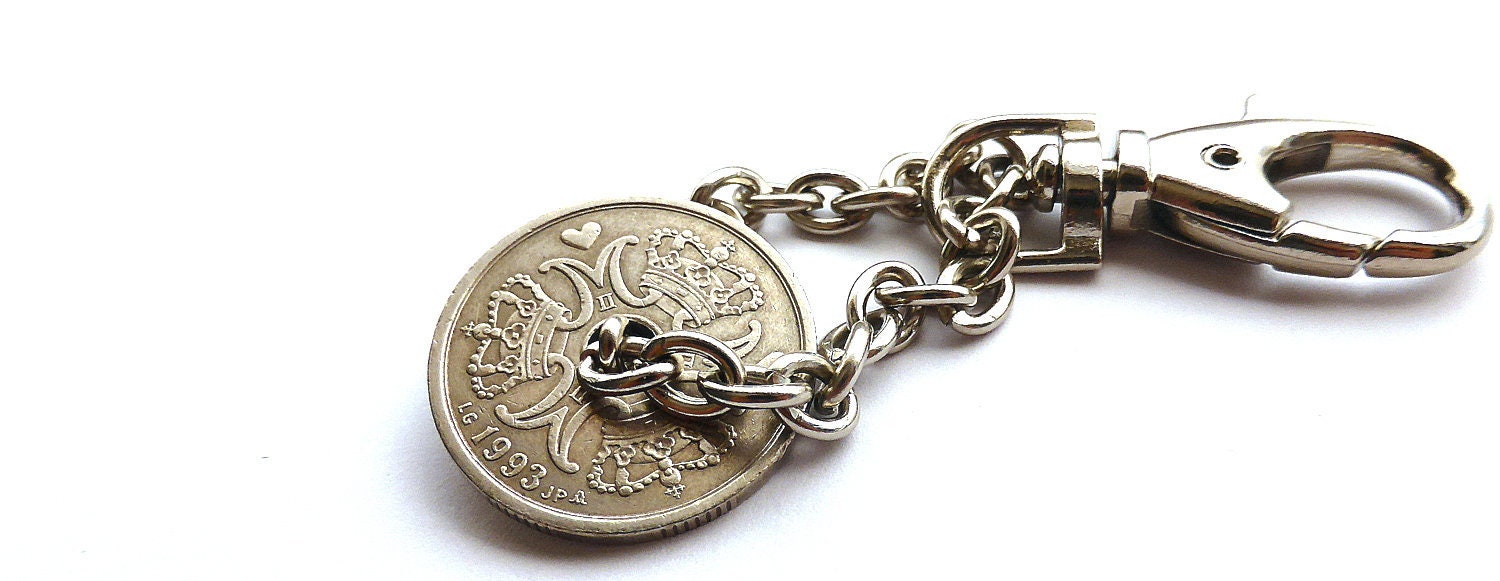 Keychain Denmark Coin Keychain Coin Charm Men's | Etsy