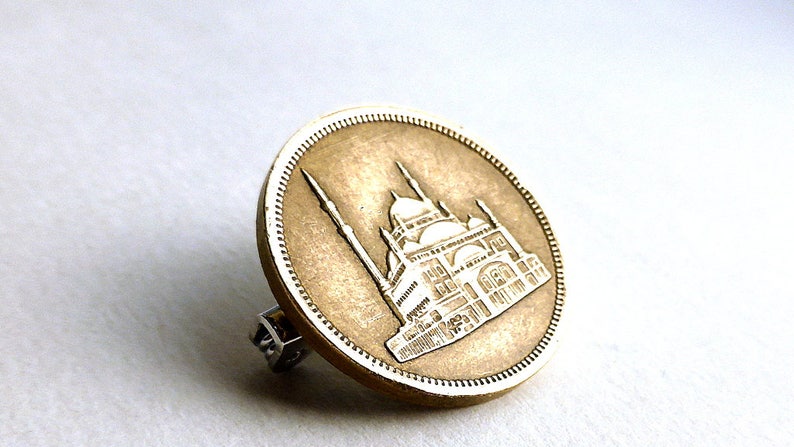 Mosque of Mohammed Ali Coins Coin pin Brooches Coin jewelry Egyptian coin brooch Middle Eastern Clothing accessory Cairo Arabian