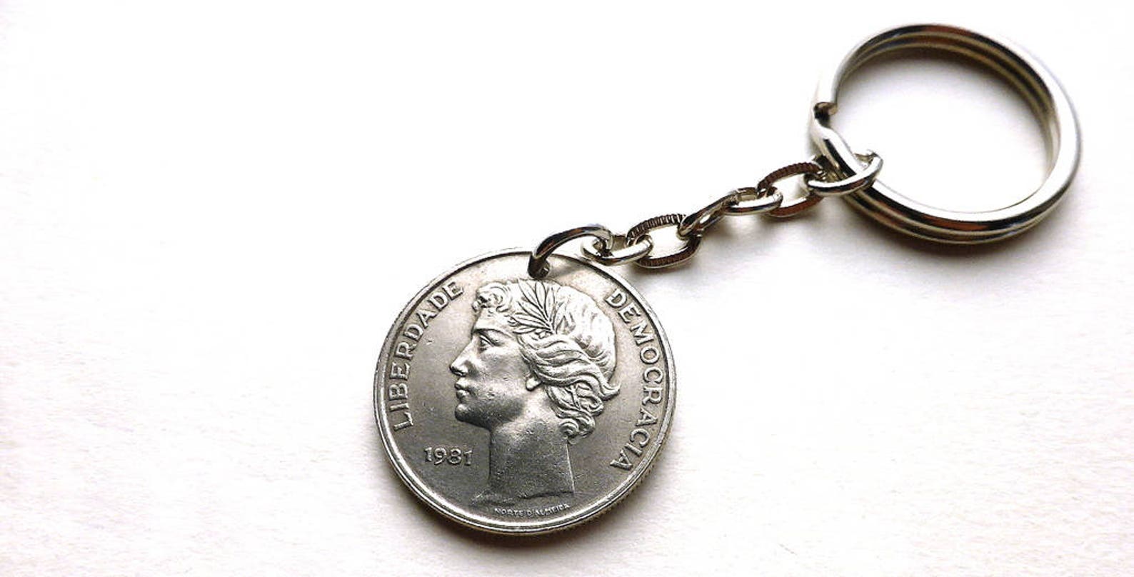 Vintage 1981 Portuguese Coin Keychain Men's Wallet Etsy