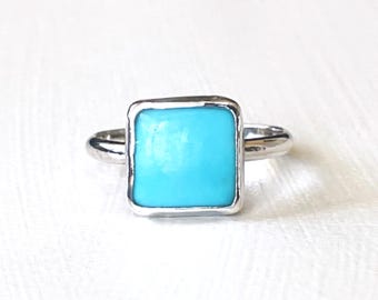 Square Turquoise Ring // size 7