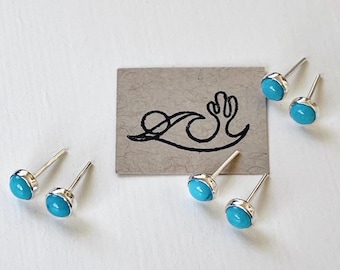 925 Sterling silver + genuine turquoise stud earrings