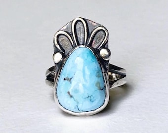 Rattan style // golden hills turquoise ring // size 6