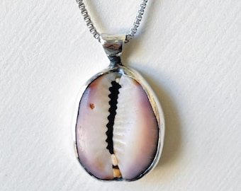 Hawaiian cowrie shell + sterling silver pendant