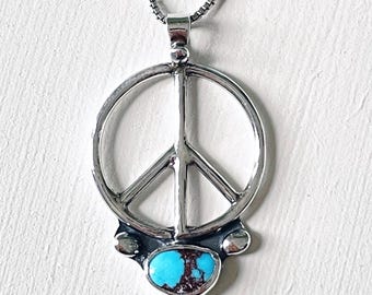SN “Peace” pendant with Egyptian Electric Blue turquoise