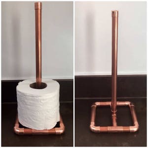 Copper Pipe Toilet Paper/Paper Towel Holder, industrial floor, stand, bathroom organization, home office