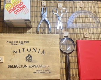 Vintage Collectible Office Supplies / movie television props/ set design/ play props / 1950s-1980s / Scripto / Arrow / Fisher