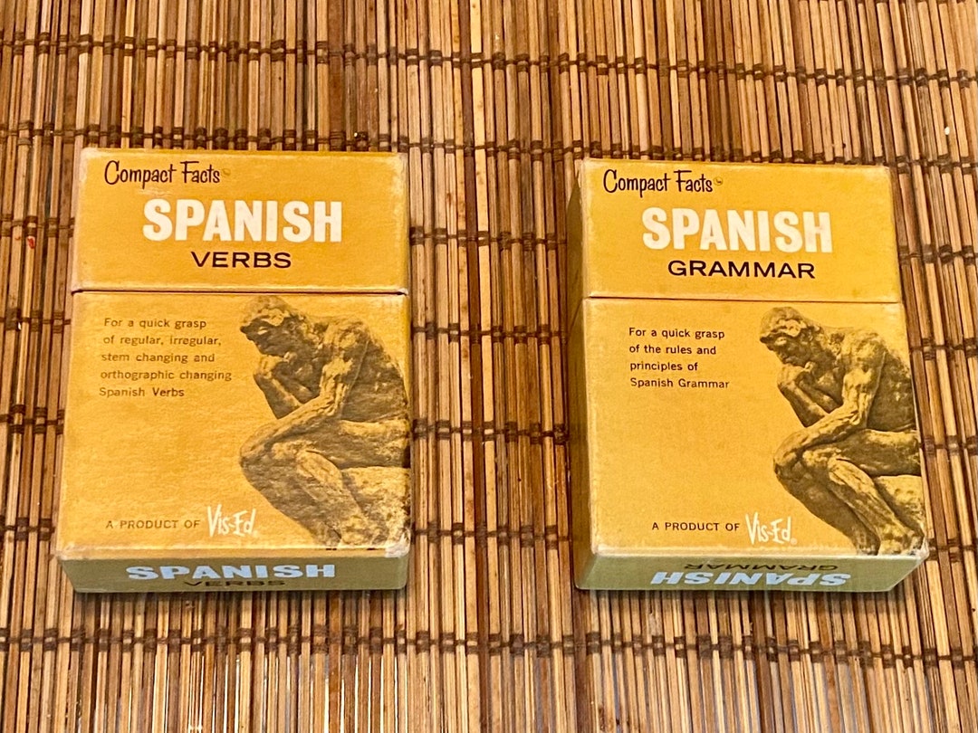 1960s Vintage Spanish Verbs and Spanish Grammar Cards / Set of 2 / Vintage Education Tools