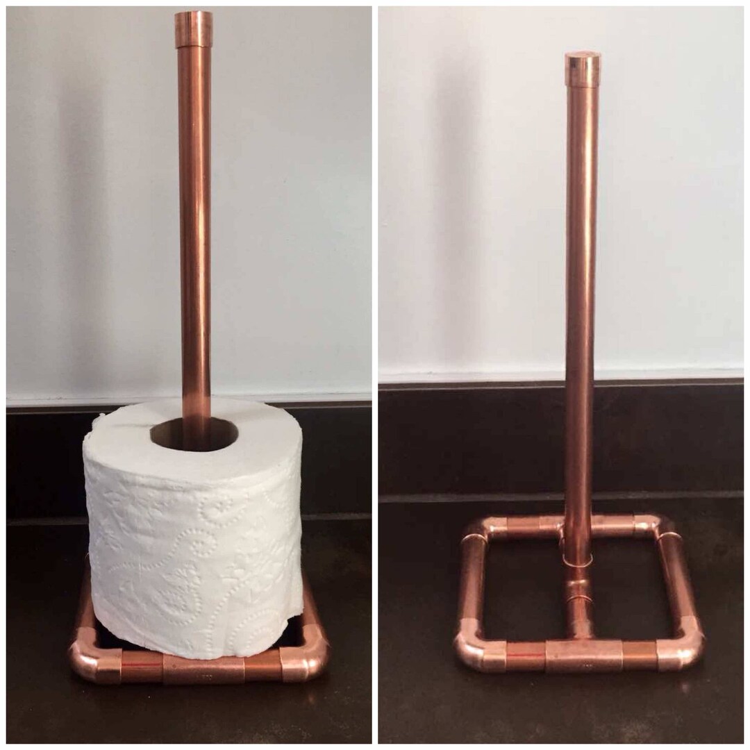 Copper Pipe Toilet Paper/paper Towel Holder, Industrial Floor, Stand ...