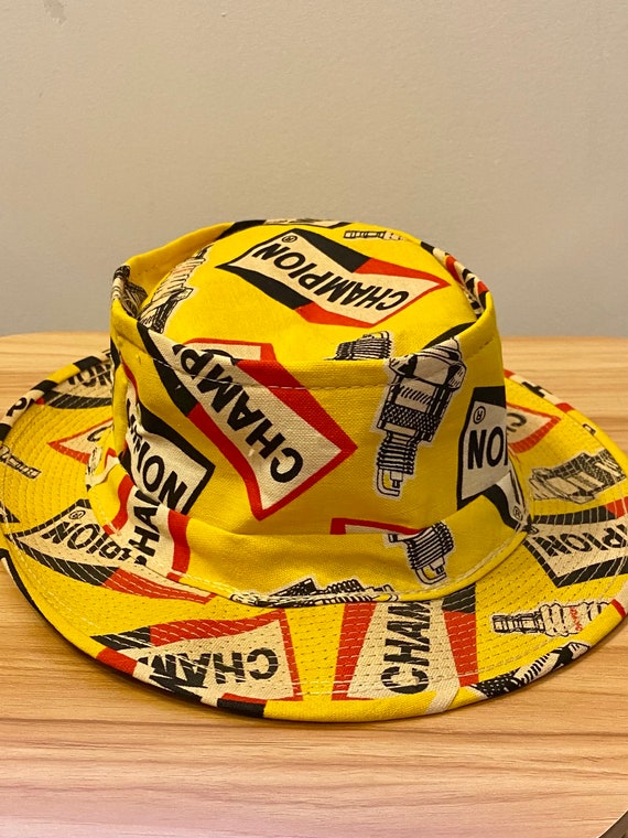 Vintage Yellow Champion Spark Plug Bucket Hat 1970s Etsy
