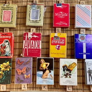 Vintage playing cards / rummy / pinochle / magic trick deck / advertisement / promotional / 1940s-1980s