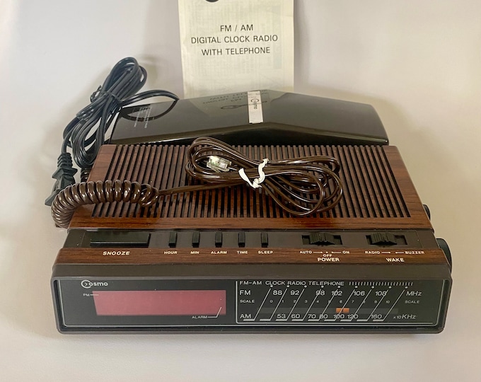 Vintage 1970s/1980s / Brown Faux Wood Grain Cosmo Digital Telephone ...