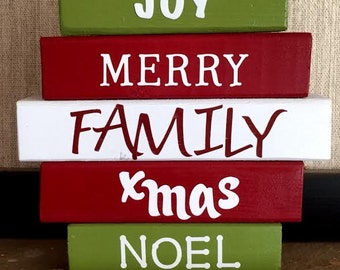 CHRISTMAS WORD BLOCKS! Wood word stacking block set for home office and seasonal decor...