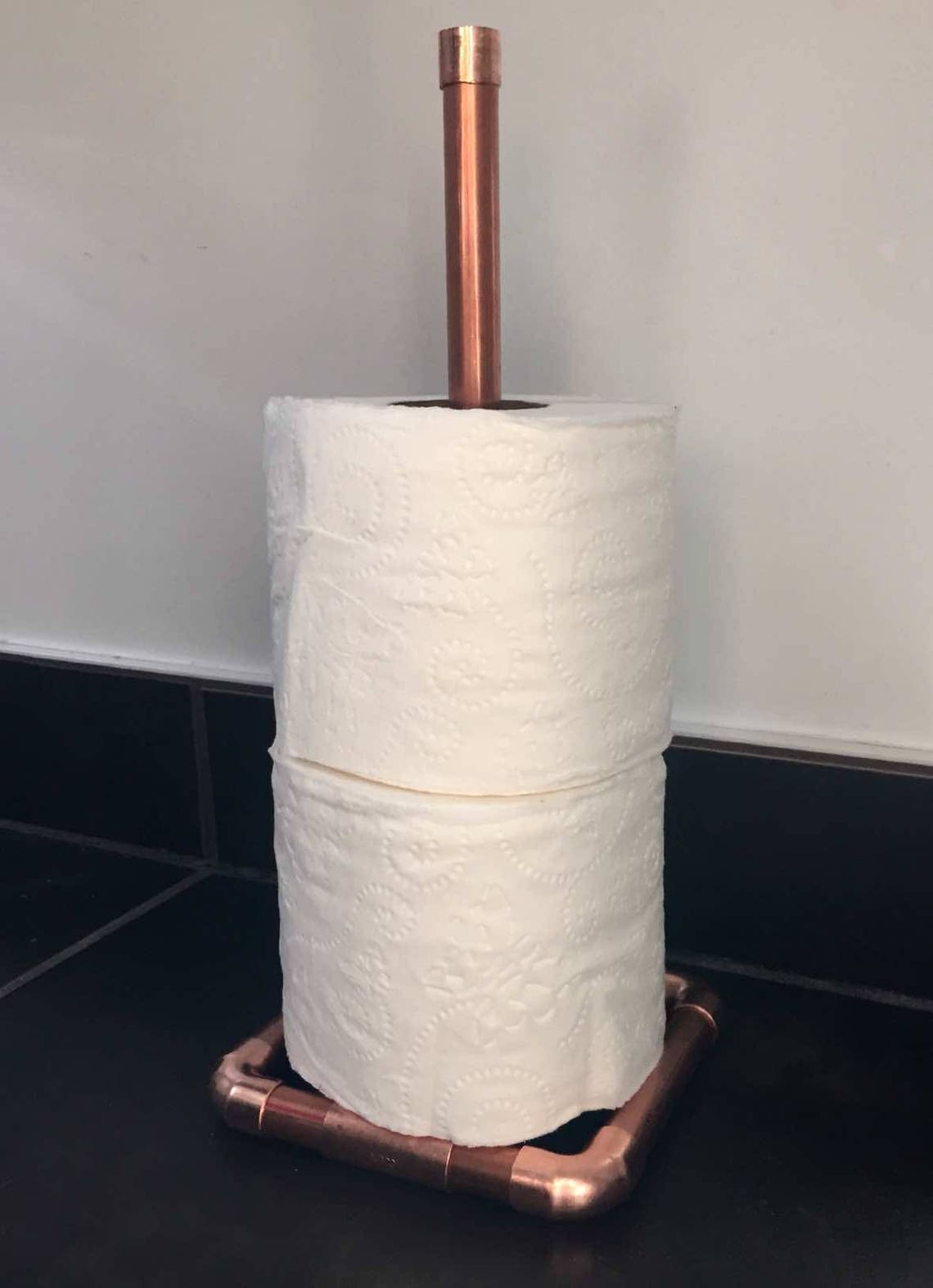 Copper Pipe Toilet Paper/paper Towel Holder, Industrial Floor, Stand ...