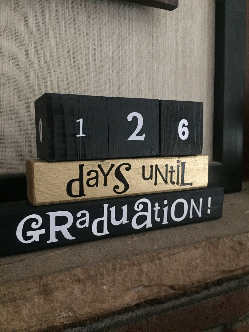 COUNTDOWN TO GRADUATION Reversible wood word stacking block Etsy