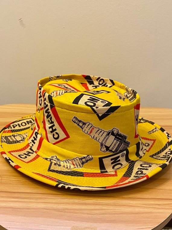 Vintage Yellow Champion Spark Plug Bucket Hat / 19
