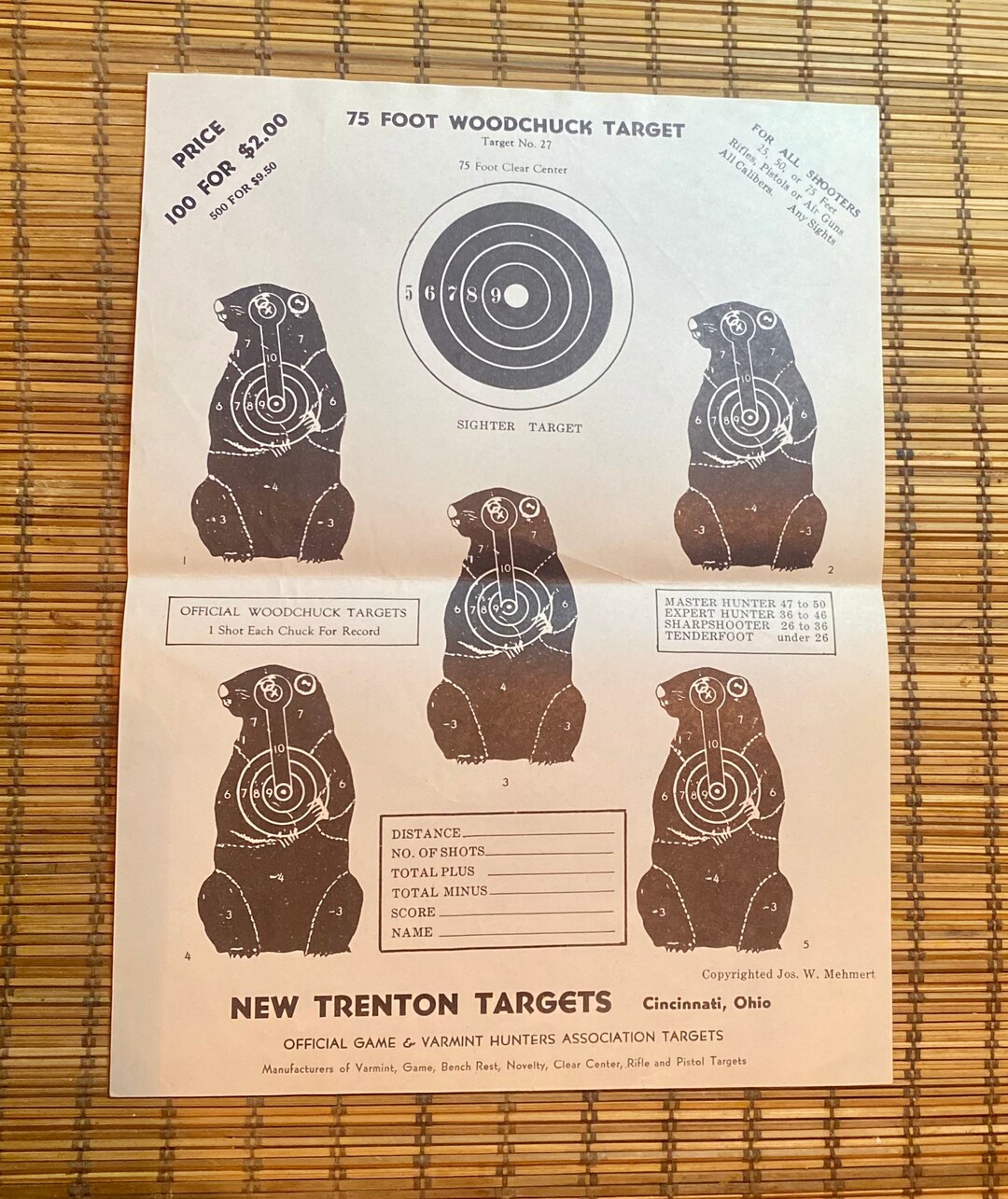 Vintage 1930s Target / Woodchuck Target / Vintage Print - Etsy