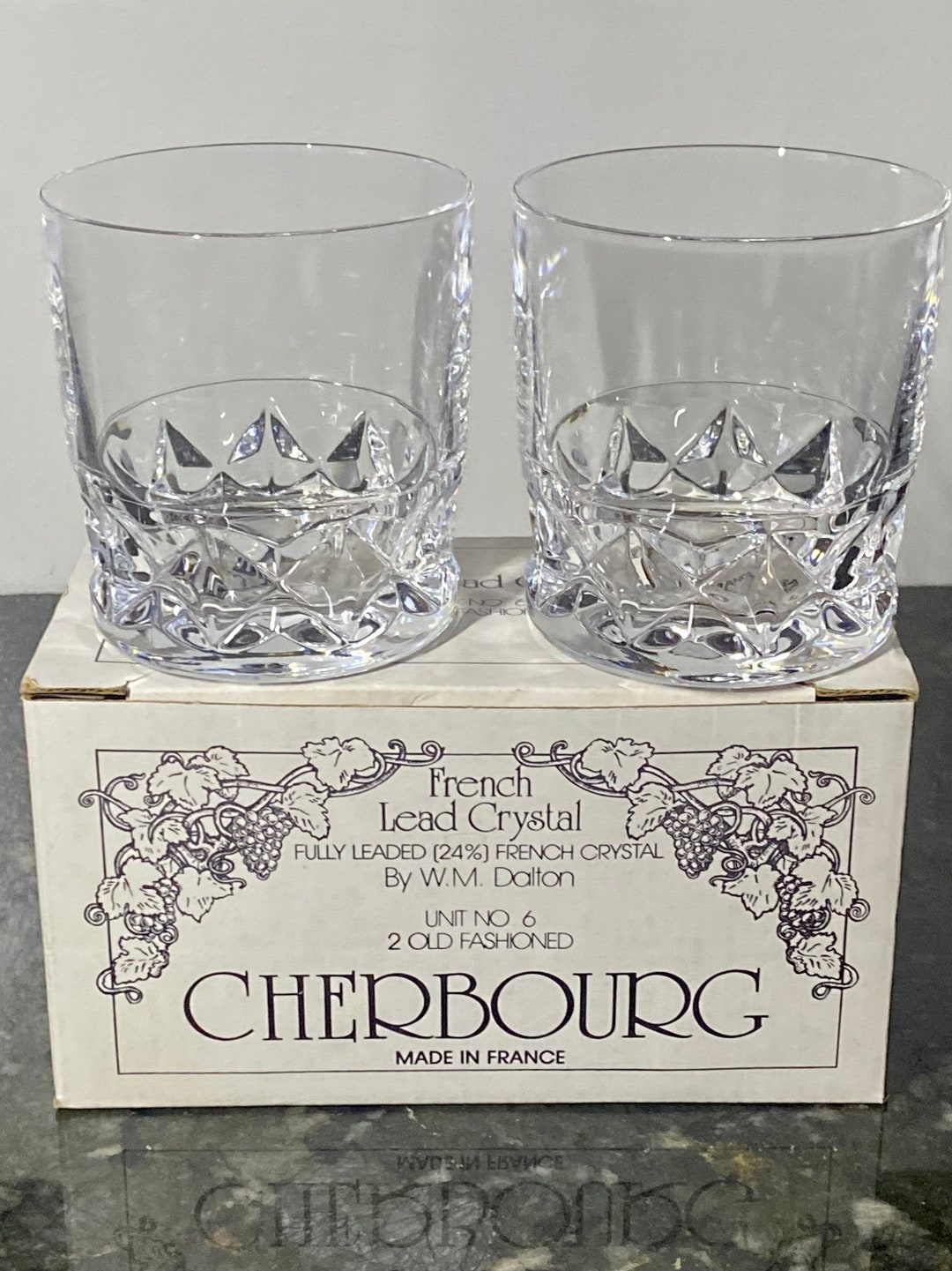 Vintage Cherbourg Crystal Bar Glasses / 1980s / Original Box / Etsy