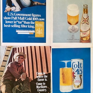 Vintage cigarette and alcohol ads