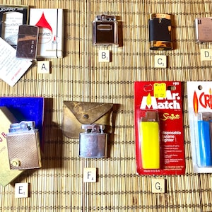 Vintage assorted lighters 1950s-1980s / collectibles / tobacco antiques