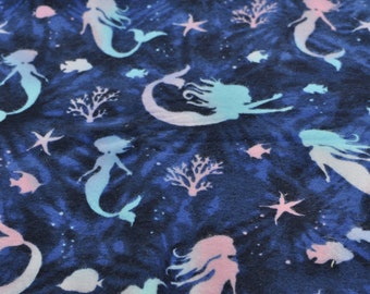 Mermaids and Narwals double flannel receiving blanket