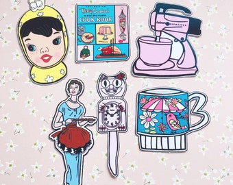Handmade Vintage Kitchen Sticker Pack: 50's Retro Accessories
