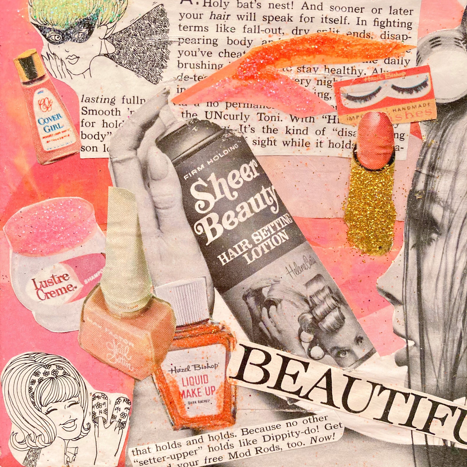 1960s Makeup Collage Canvas Made from 1960s Vintage Magazines  Etsy