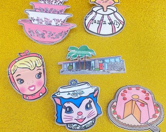 Handmade Vintage Kitchen Stickers: Pyrex, Cake, Mid-Century Home