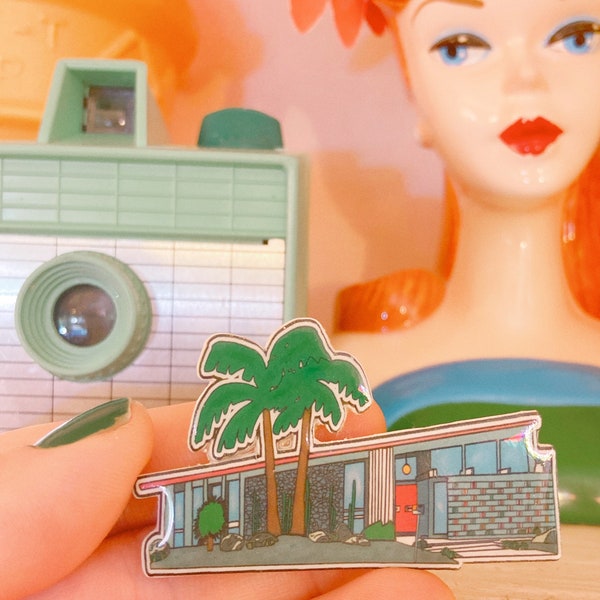 MidCentury House Palm Springs  Pin, Magnet, Sticker, Earrings, or Necklace