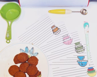 Printable Set of 5 Pyrex Themed Recipe Cards