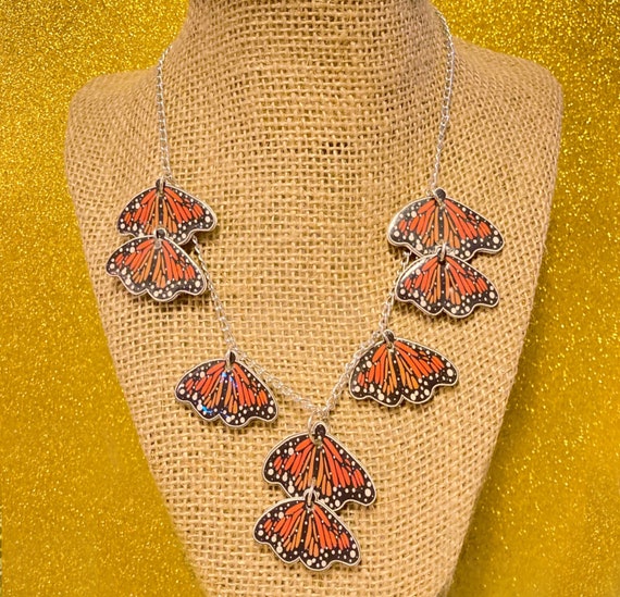 Monarch Butterfly Cluster Statement Necklace | Etsy