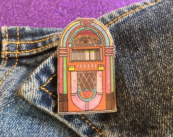 Glittery 1950s Jukebox Pin, Magnet, Sticker, Earrings or Necklace