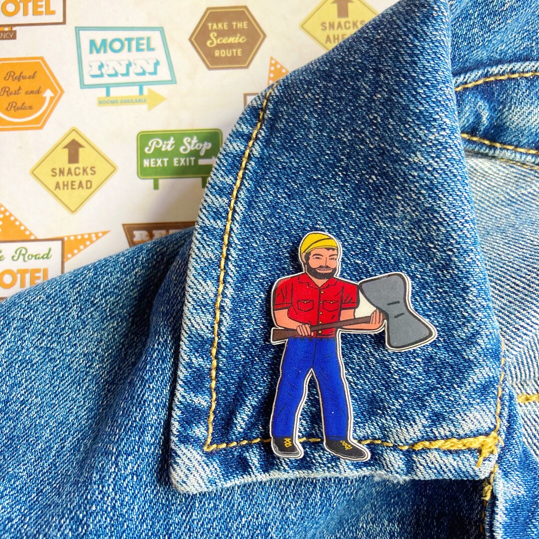 Lumber Jack, Muffler Man Pin, Sticker, Earrings or Necklace Etsy