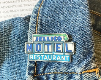 Vintage Jellico Motel Sign Pin, Magnet, Sticker, Earrings or Necklace