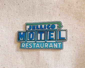 Vintage Motel Pin Retro Jellico Motel Tennessee Sign Americana – Roadside Travel Collection Sticker, Magnet, Earrings, Necklace