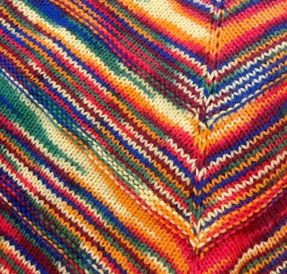 1970s Rainbow Handmade Wool Poncho “By Mother” - image 3