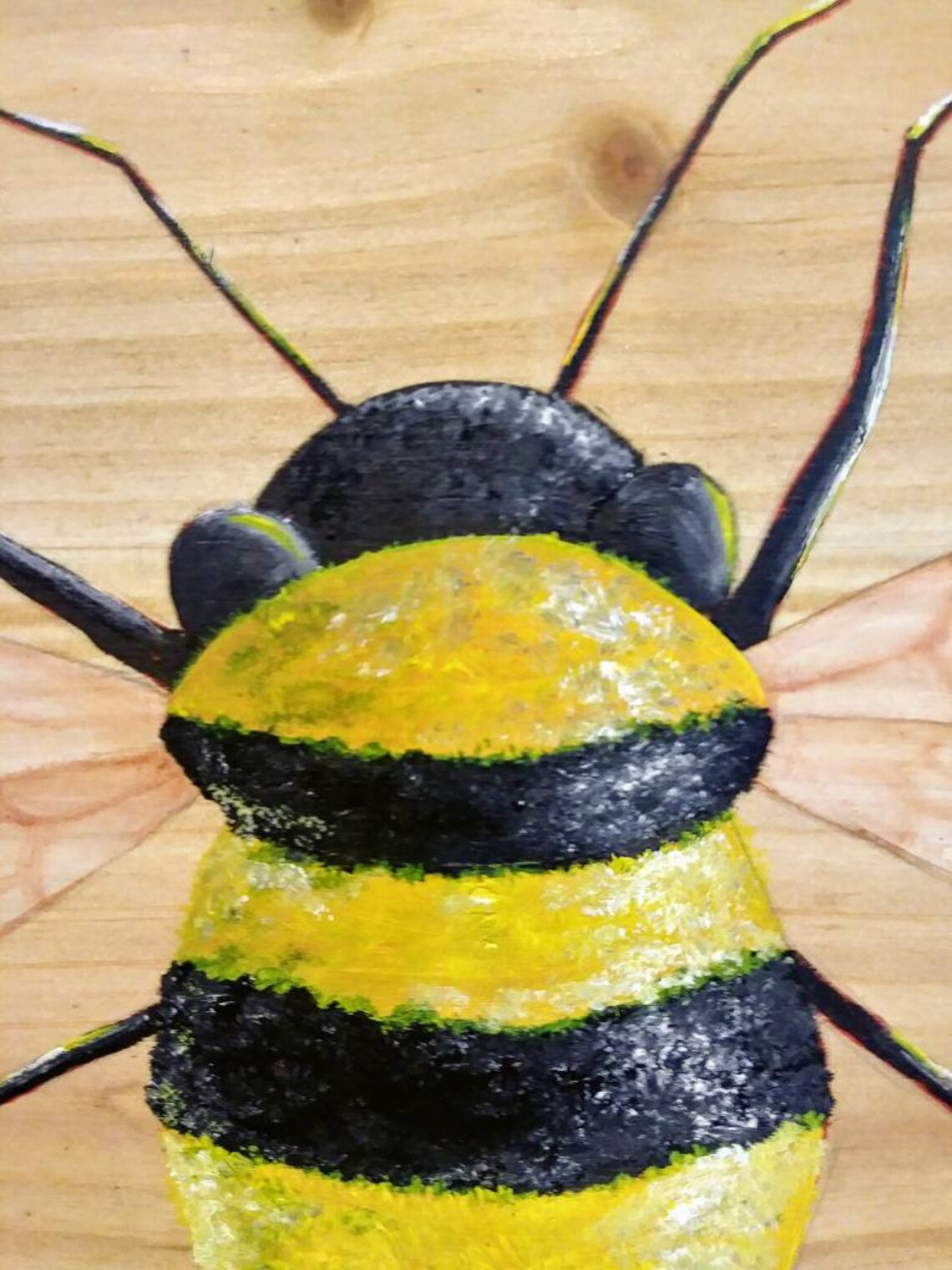 Bumble Bee Painting Wood Panel Original Art Rustic Honey Bee Etsy