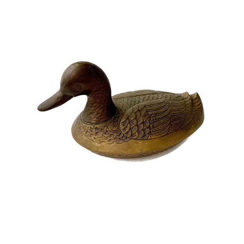 Vintage Lidded Brass Duck Dish // Covered Brass Duck Bowl Etsy