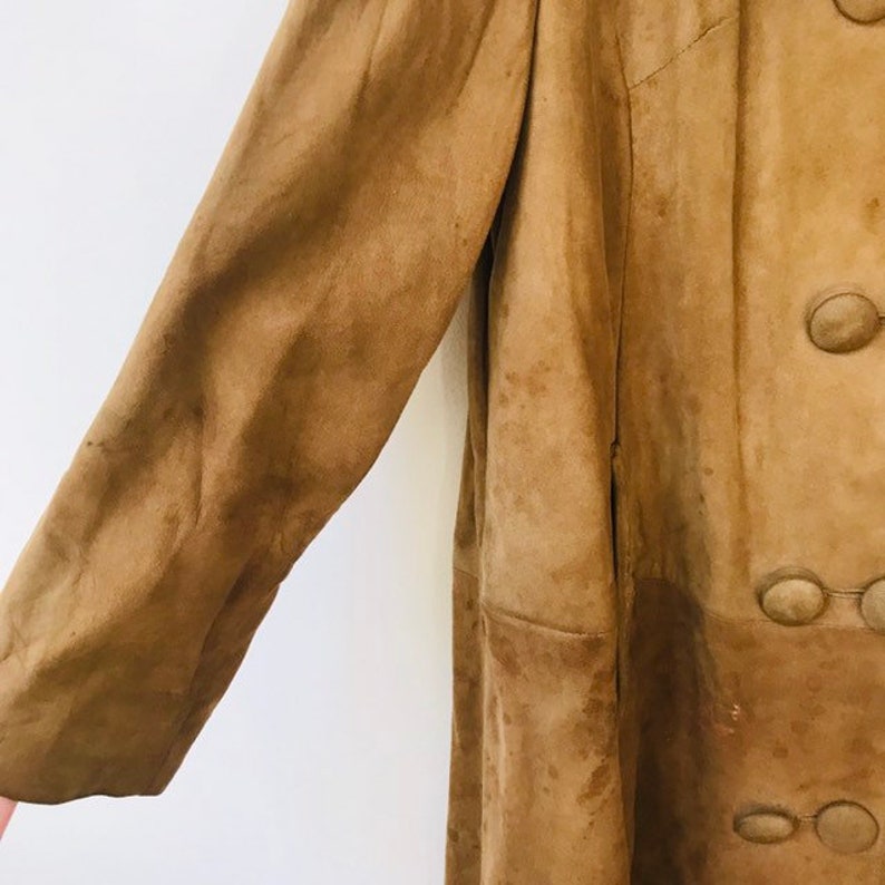 Vintage Suede Tan Coat // Suzy Wong Lined Coat With Fur Collar | Etsy