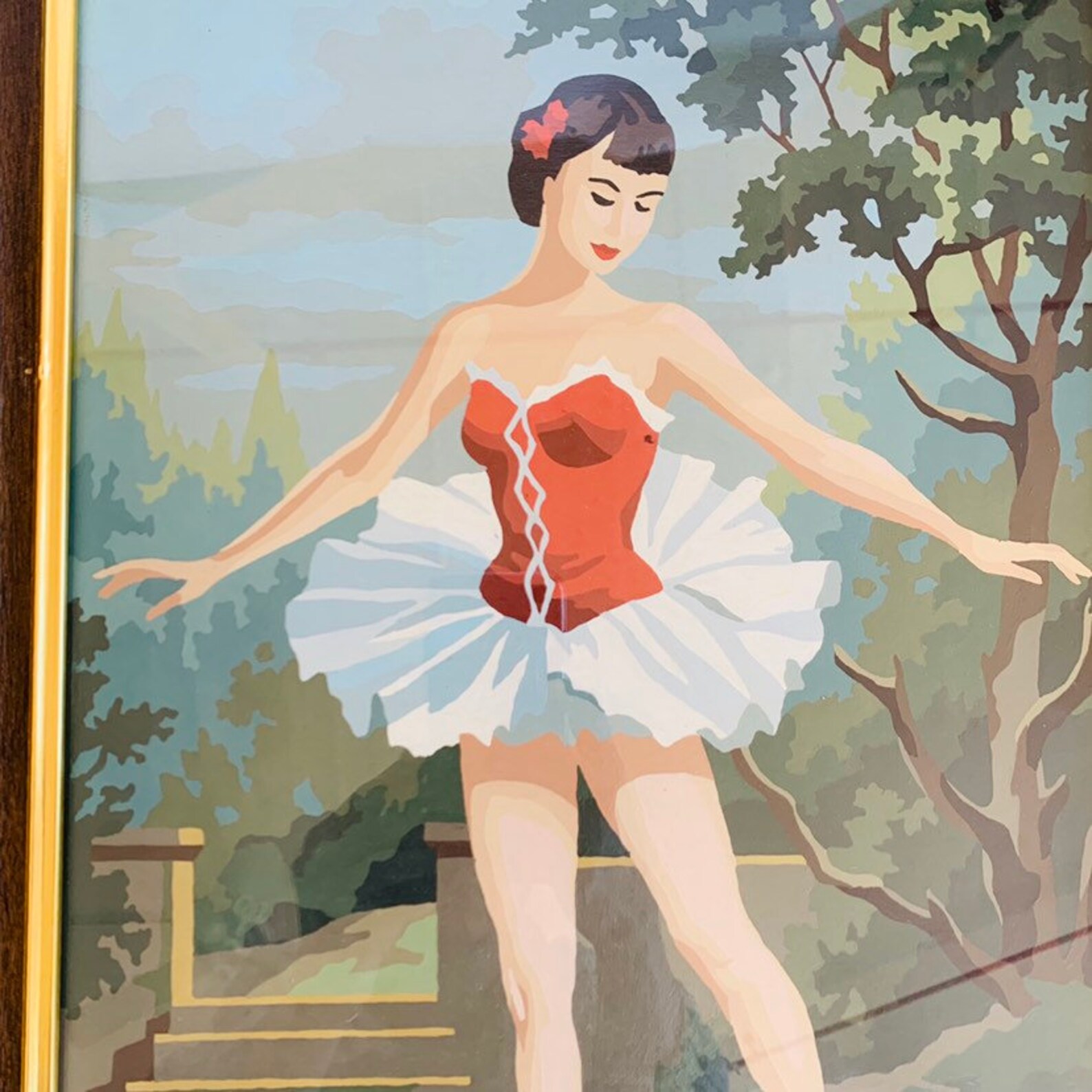 Paint By Number Ballerina // Vintage Pair Framed Ballerinas Etsy